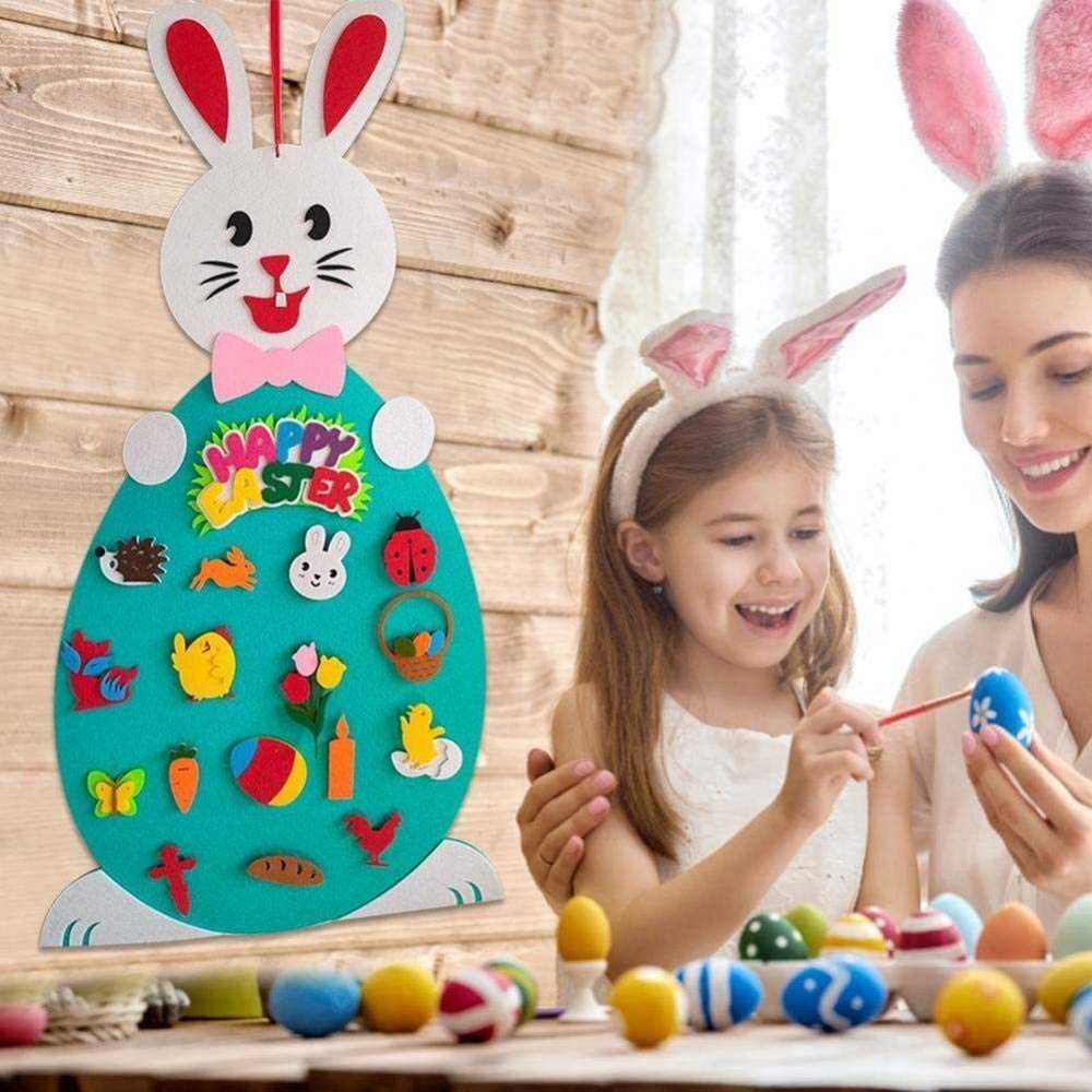 Bambinice Iepuras din fetru cu 19 decoratiuni 95x47 cm BN049