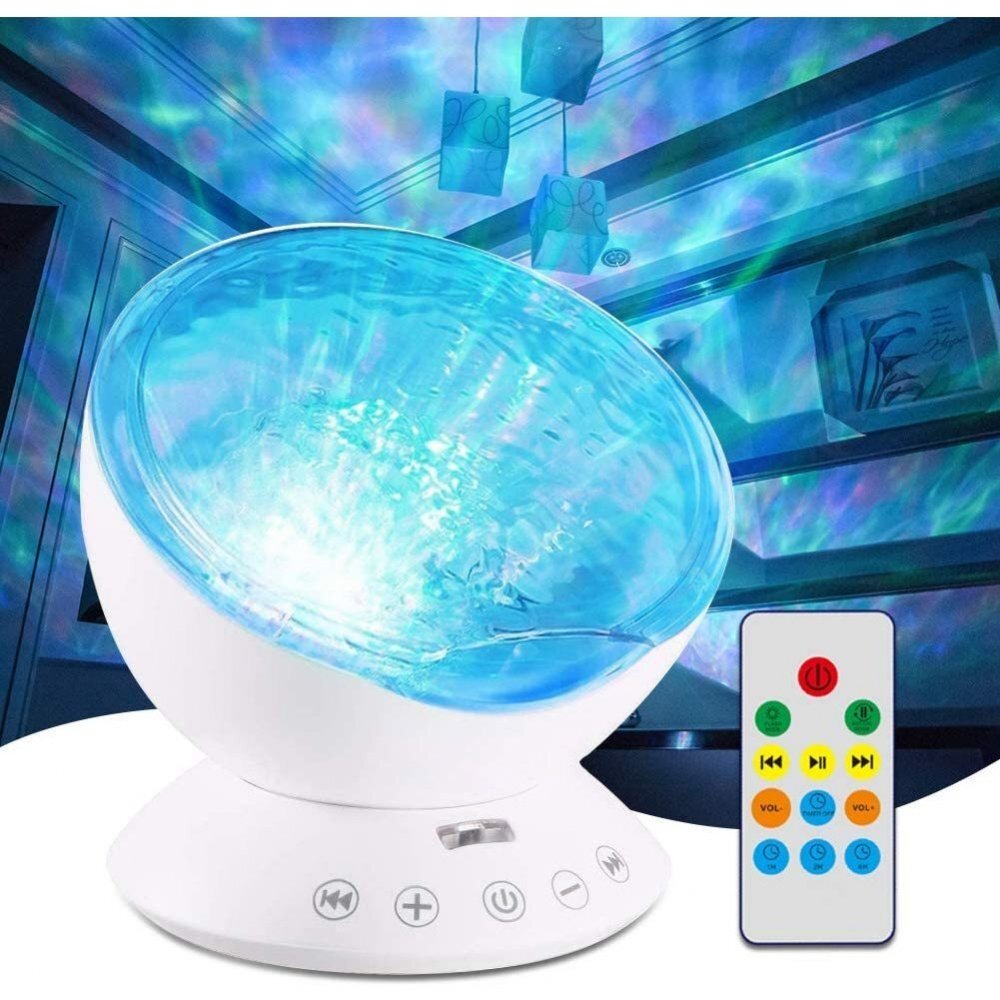 Bambinice Lampa de veghe cu proiector si sunete Ocean Wave alb