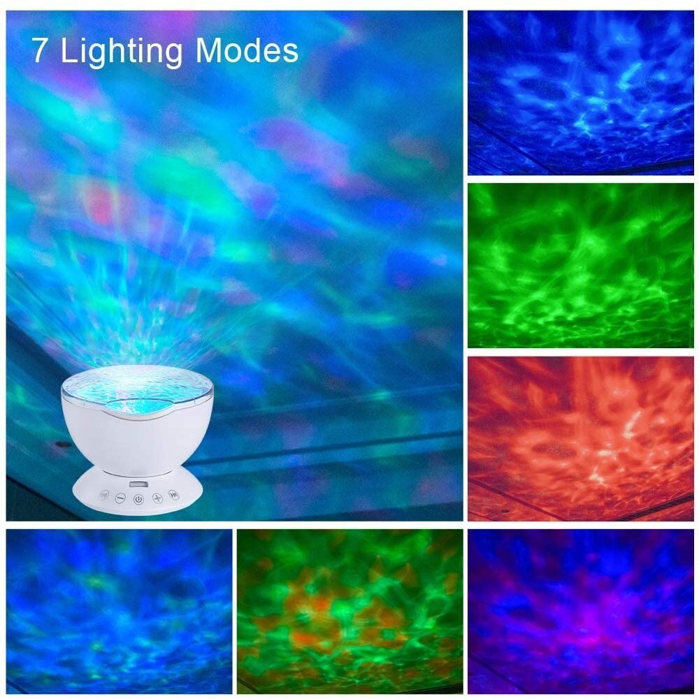 Bambinice Lampa de veghe cu proiector si sunete Ocean Wave alb