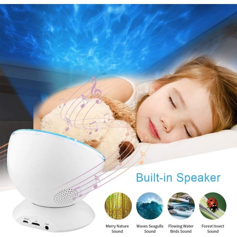 Bambinice Lampa de veghe cu proiector si sunete Ocean Wave alb