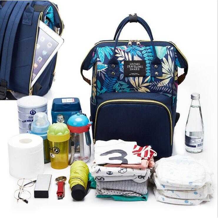 Bambinice Rucsac multifunctional mamici Leaves Albastru