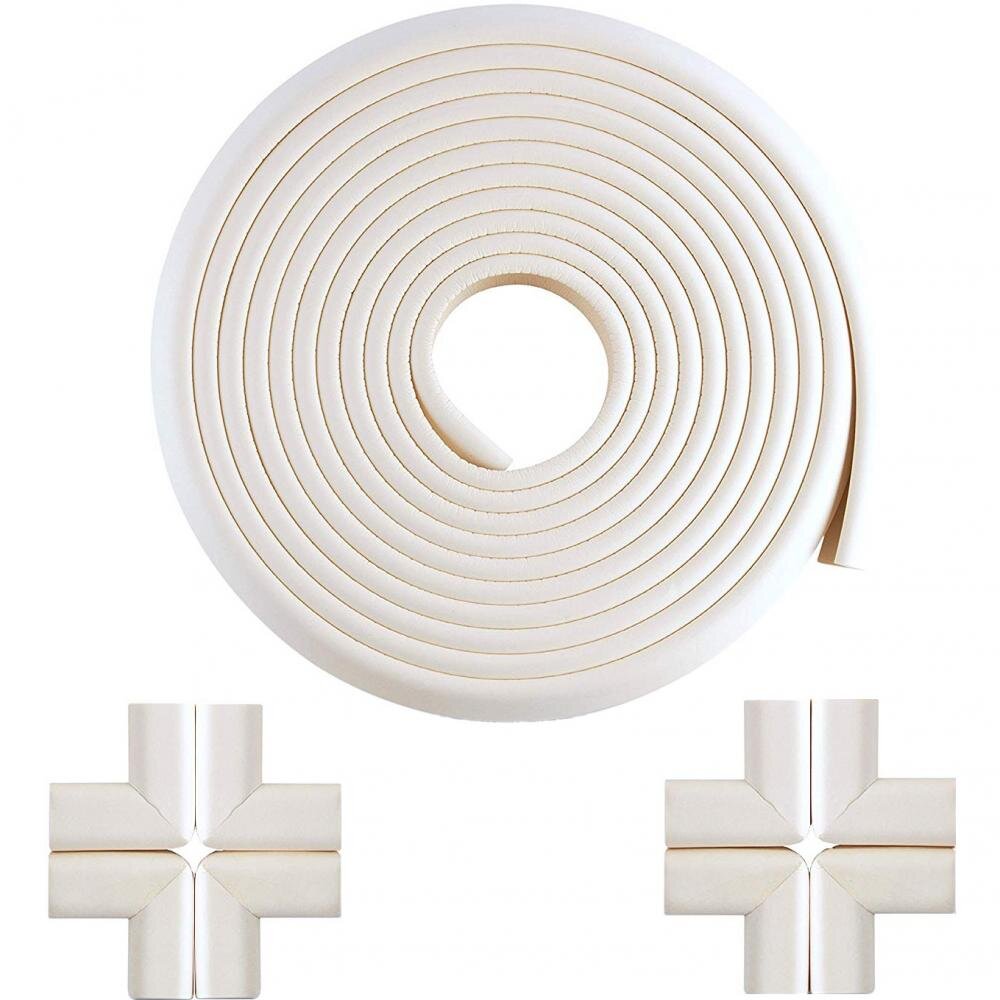Bambinice Set rola protectie multifuntionala Xxl de 6m si 8 aparatori moi pentru colturi alb