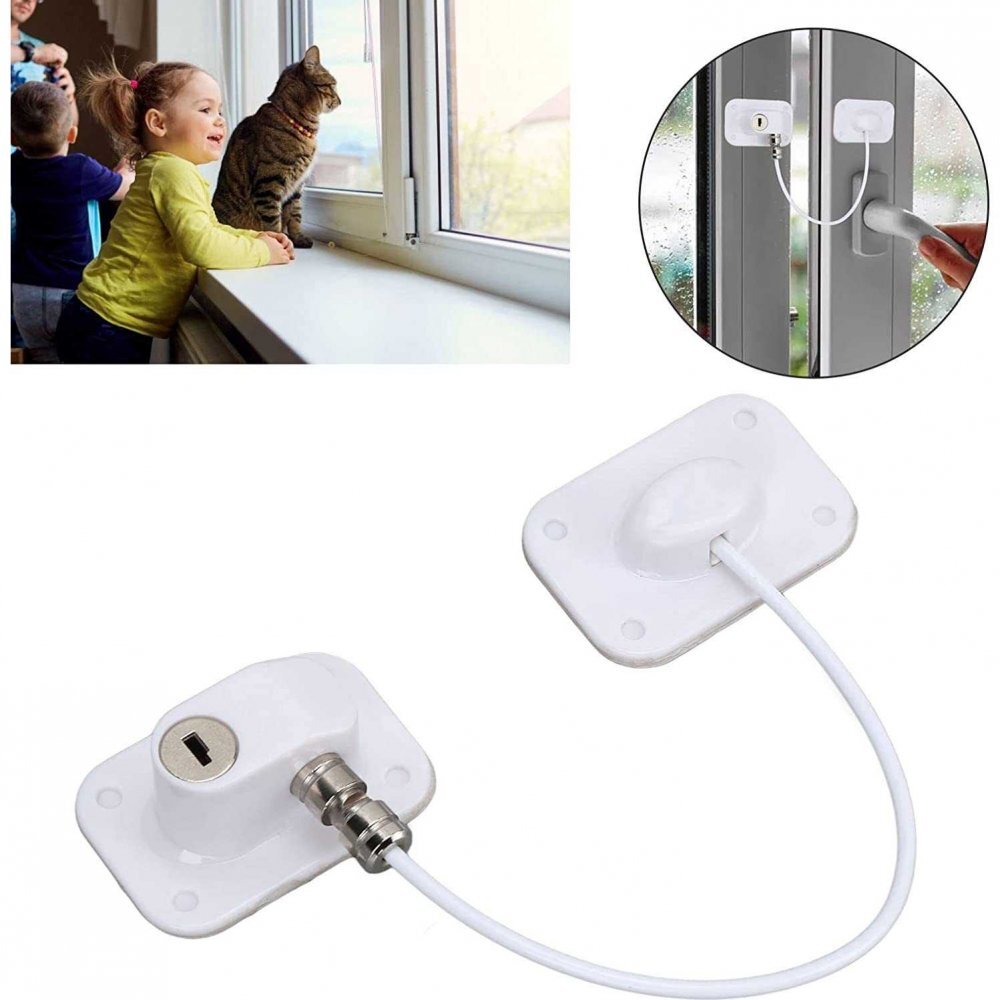 Bambinice Sistem siguranta pentru geam cu cheie 20 cm alb