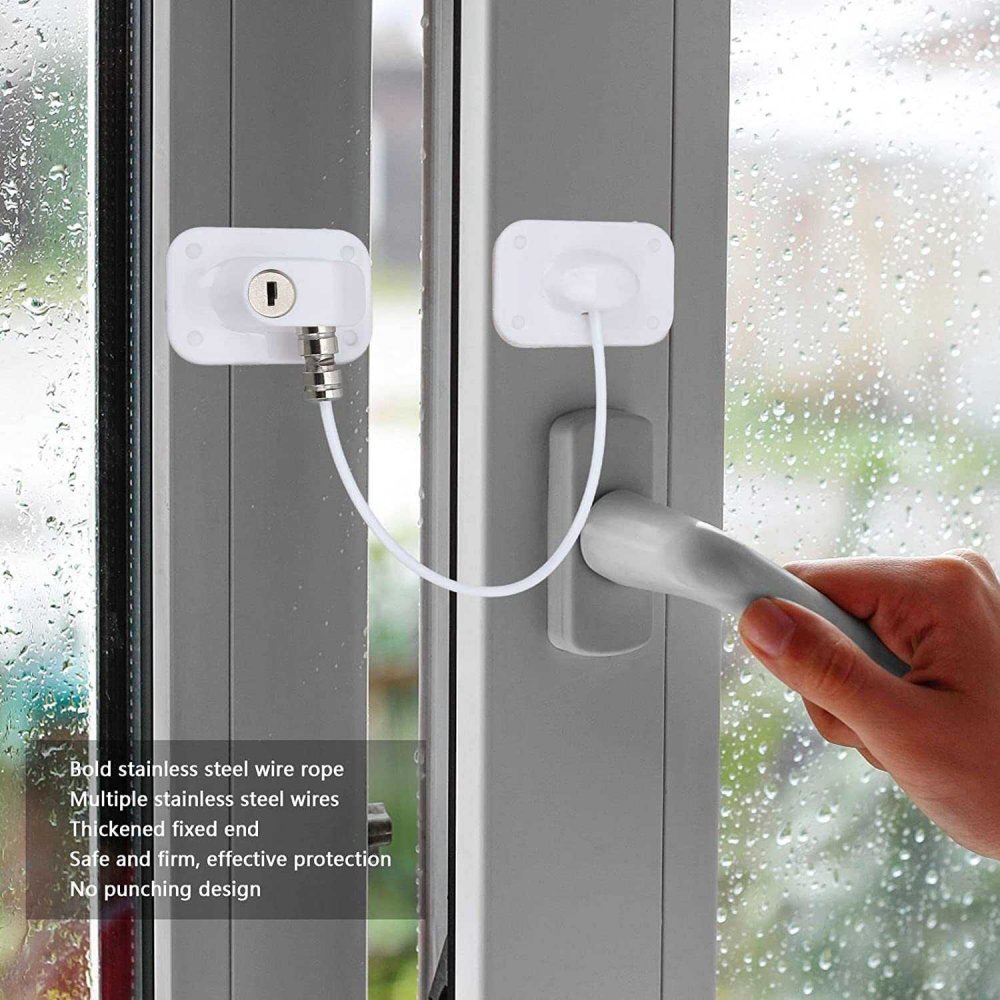 Bambinice Sistem siguranta pentru geam cu cheie 20 cm alb