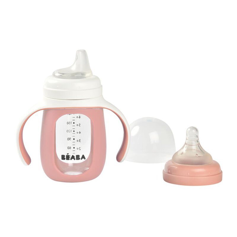 BEABA Biberon de invatare 2 in 1 210 ml Old Pink