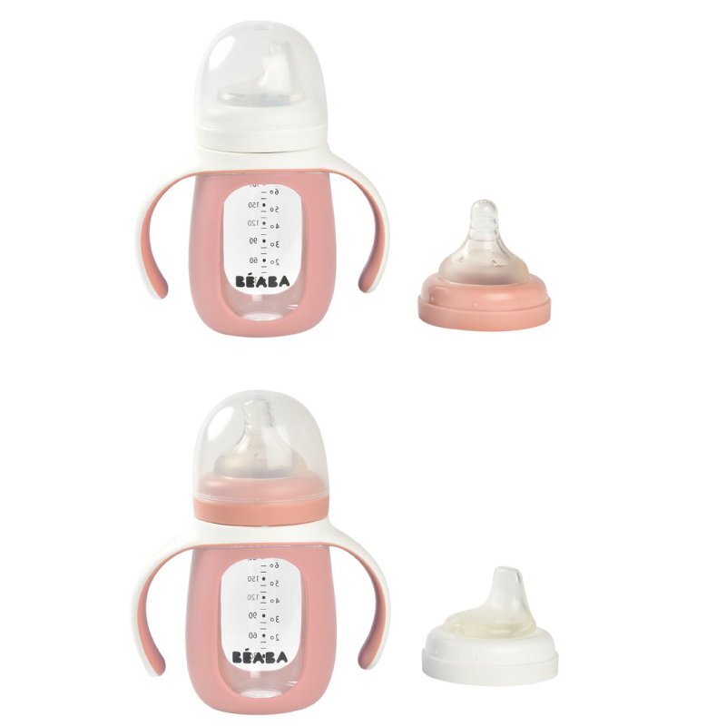 BEABA Biberon de invatare 2 in 1 210 ml Old Pink