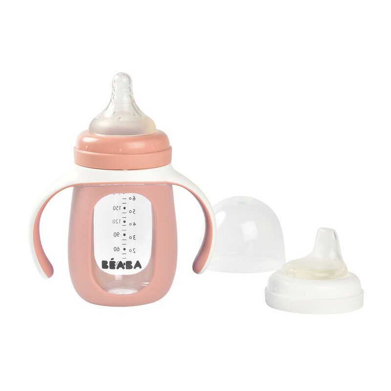 BEABA Biberon de invatare 2 in 1 210 ml Old Pink