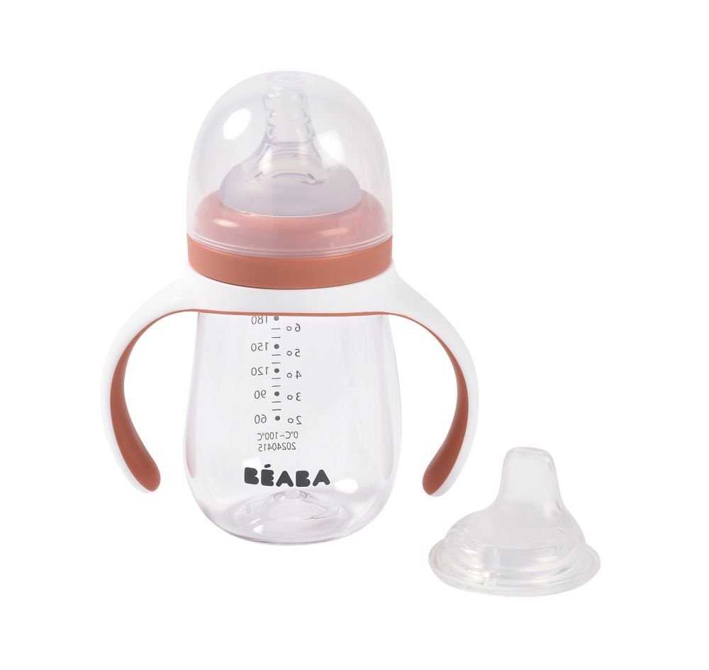 BEABA Biberon de invatare 2 in 1 din tritan 210 ml Terracotta
