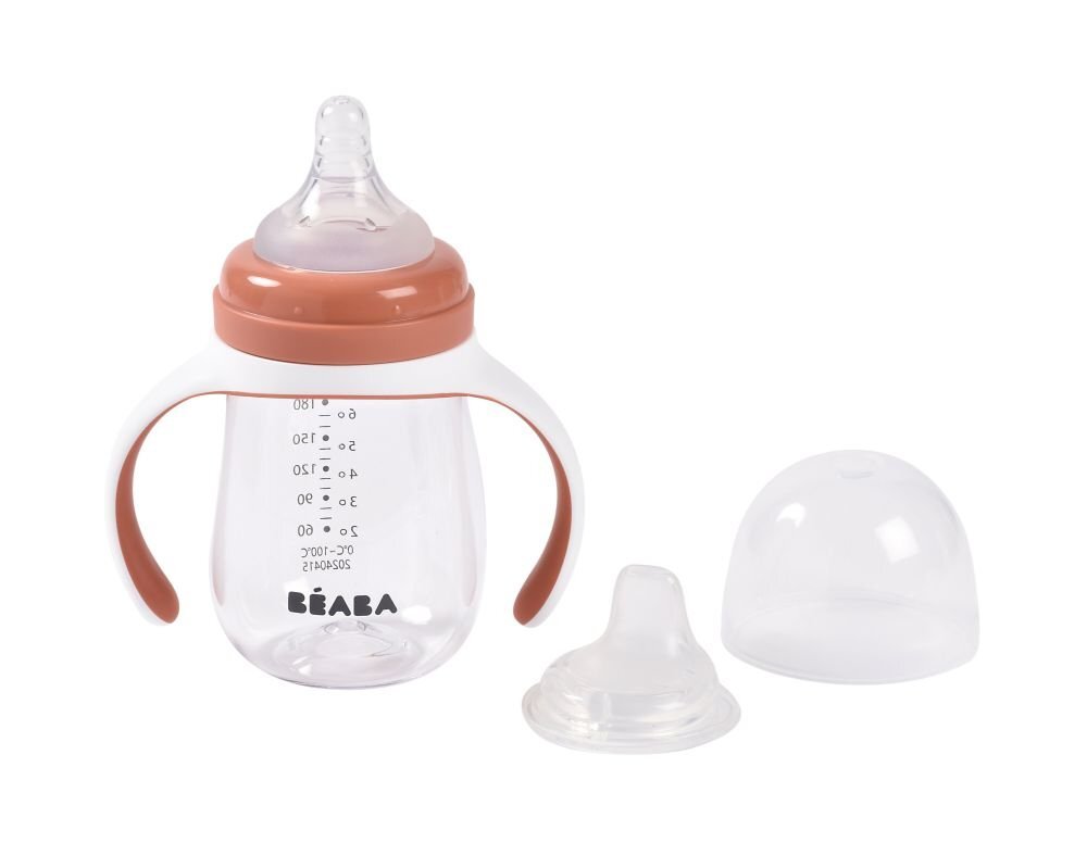 BEABA Biberon de invatare 2 in 1 din tritan 210 ml Terracotta