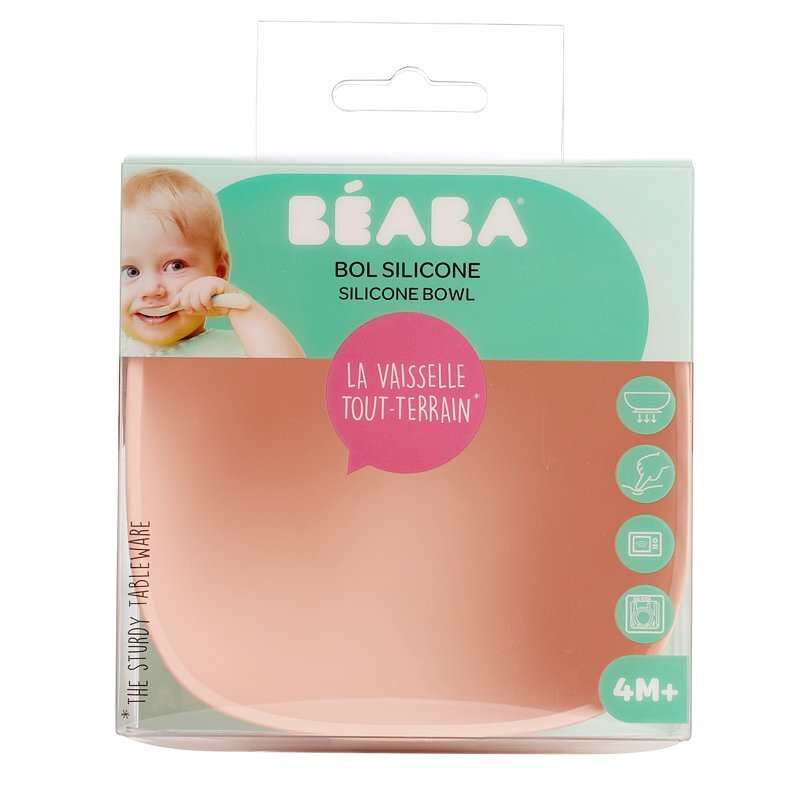 BEABA Bol silicon cu ventuza roz
