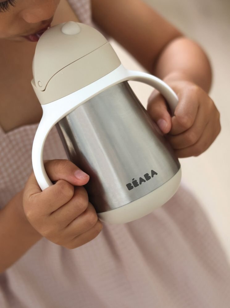 BEABA Cana cu pai din inox 250 ml Clay