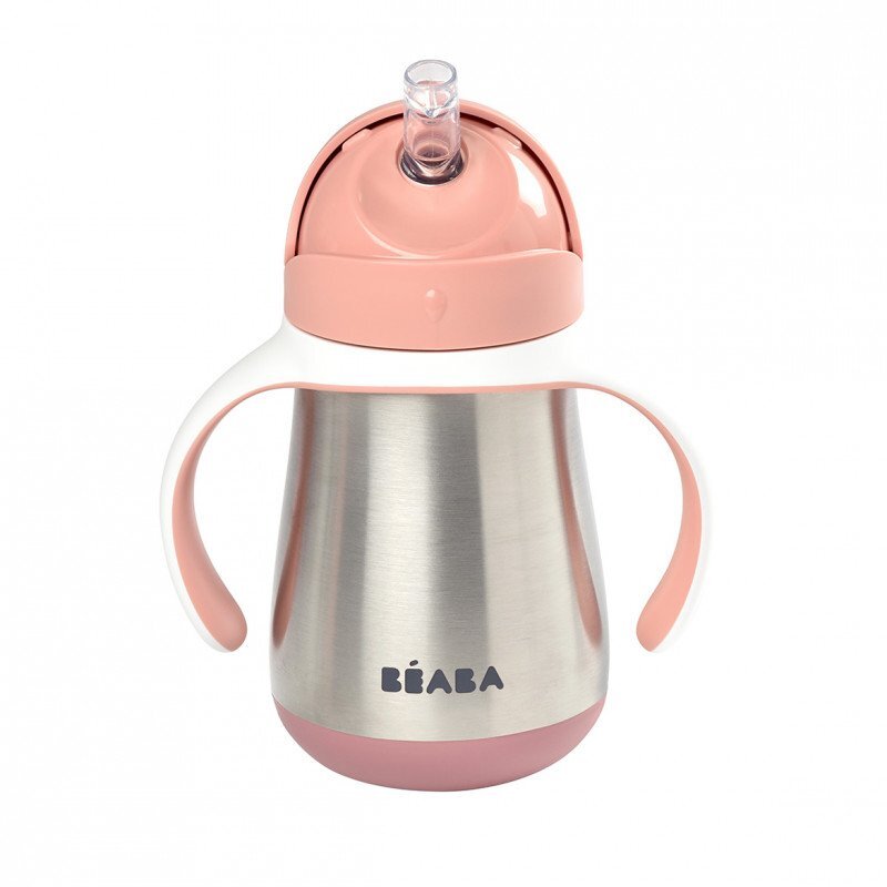 BEABA Cana cu pai din inox 250 ml Old Pink