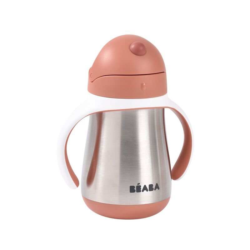 BEABA Cana cu pai din inox 250 ml Terracotta