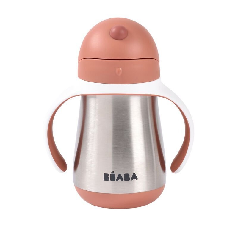 BEABA Cana cu pai din inox 250 ml Terracotta