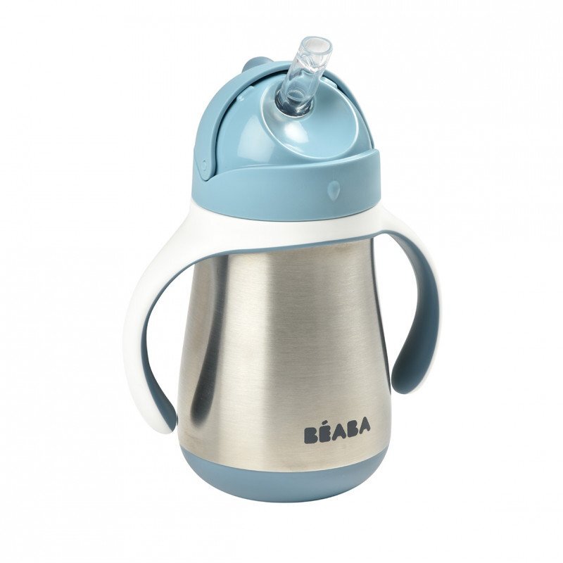 BEABA Cana cu pai din inox 250 ml Windy Blue