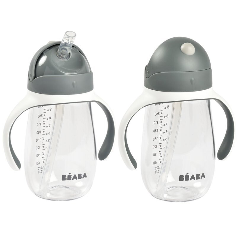 BEABA Cana cu pai din tritan 300 ml Mineral Grey