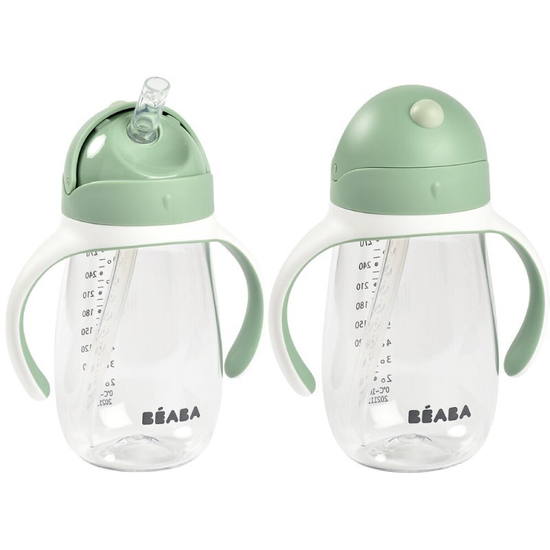 BEABA Cana cu pai din tritan 300 ml Sage Green