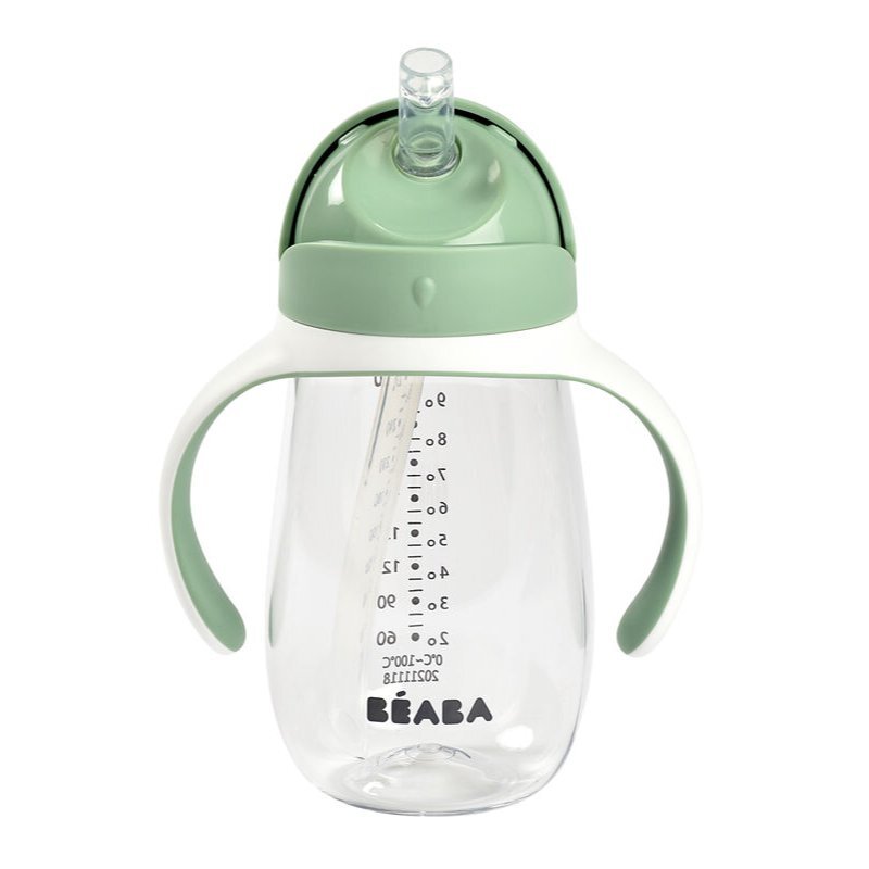 BEABA Cana cu pai din tritan 300 ml Sage Green