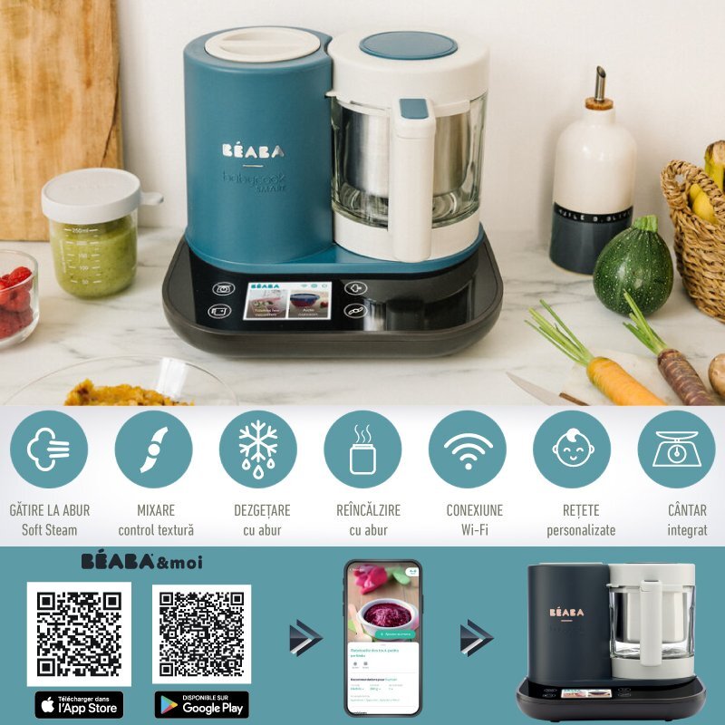 BEABA Robot Babycook Smart + Wi-Fi Peacock Blue