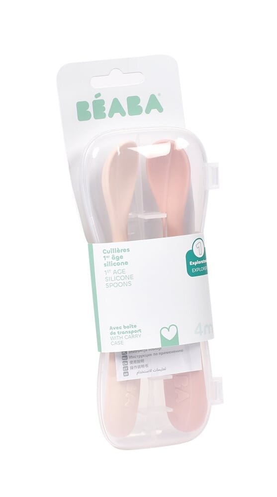 BEABA Set 2 lingurite din silicon Cotton +4 luni