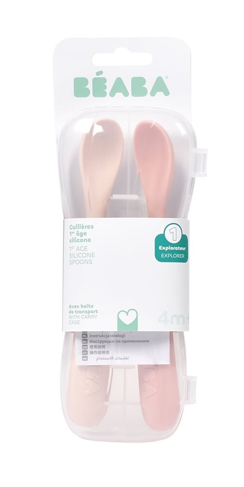 BEABA Set 2 lingurite din silicon Cotton +4 luni