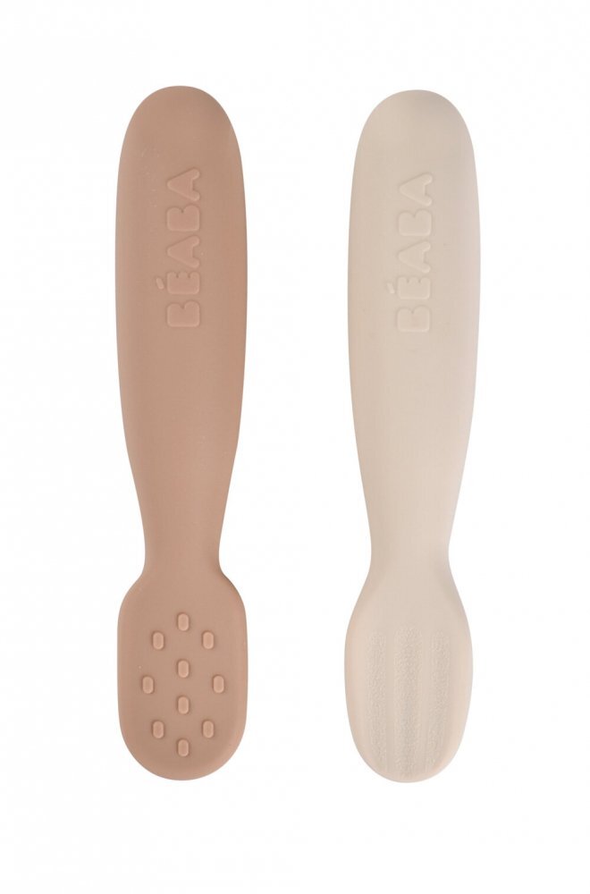 BEABA Set 2 lingurite din silicon Praline Clay