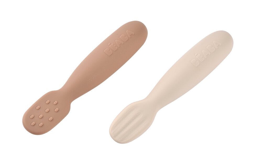 BEABA Set 2 lingurite din silicon Praline Clay