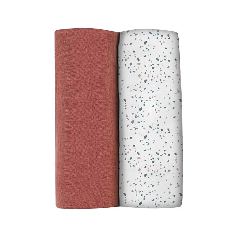 BEABA Set 2 museline bumbac 120x120 cm Hot SauceTerrazzo