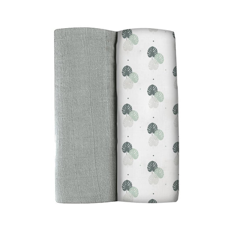 BEABA Set 2 museline bumbac 120x120 cm Mirage GreyJungle