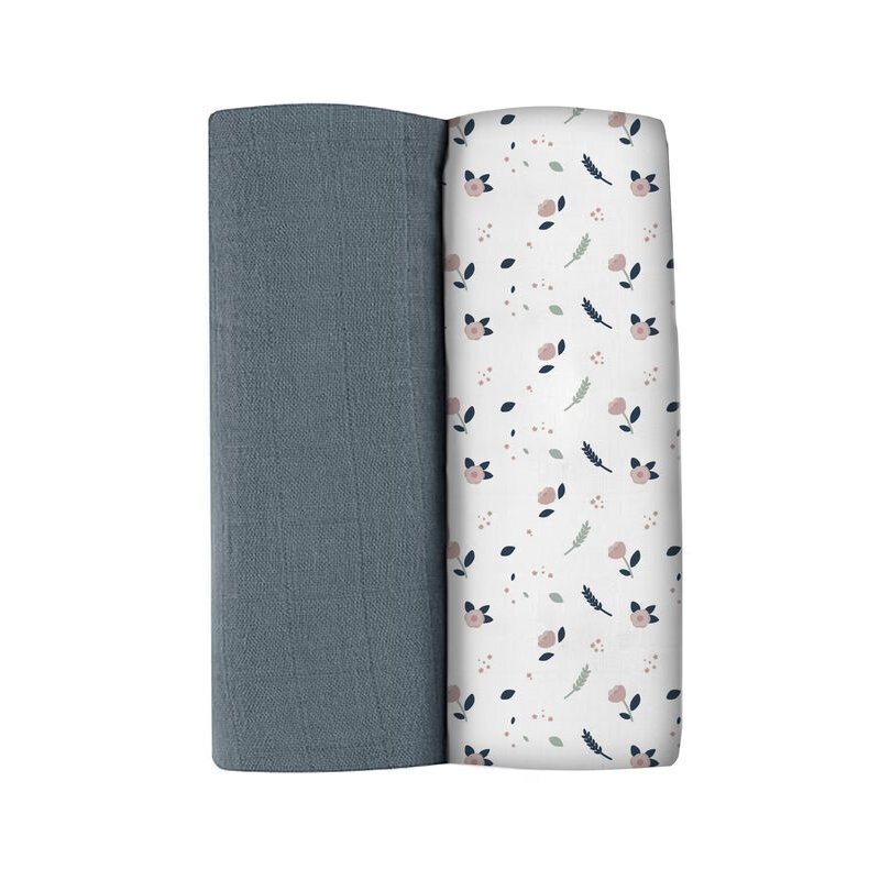 BEABA Set 2 museline bumbac 120x120 cm Stormy WeatherSpring Flower