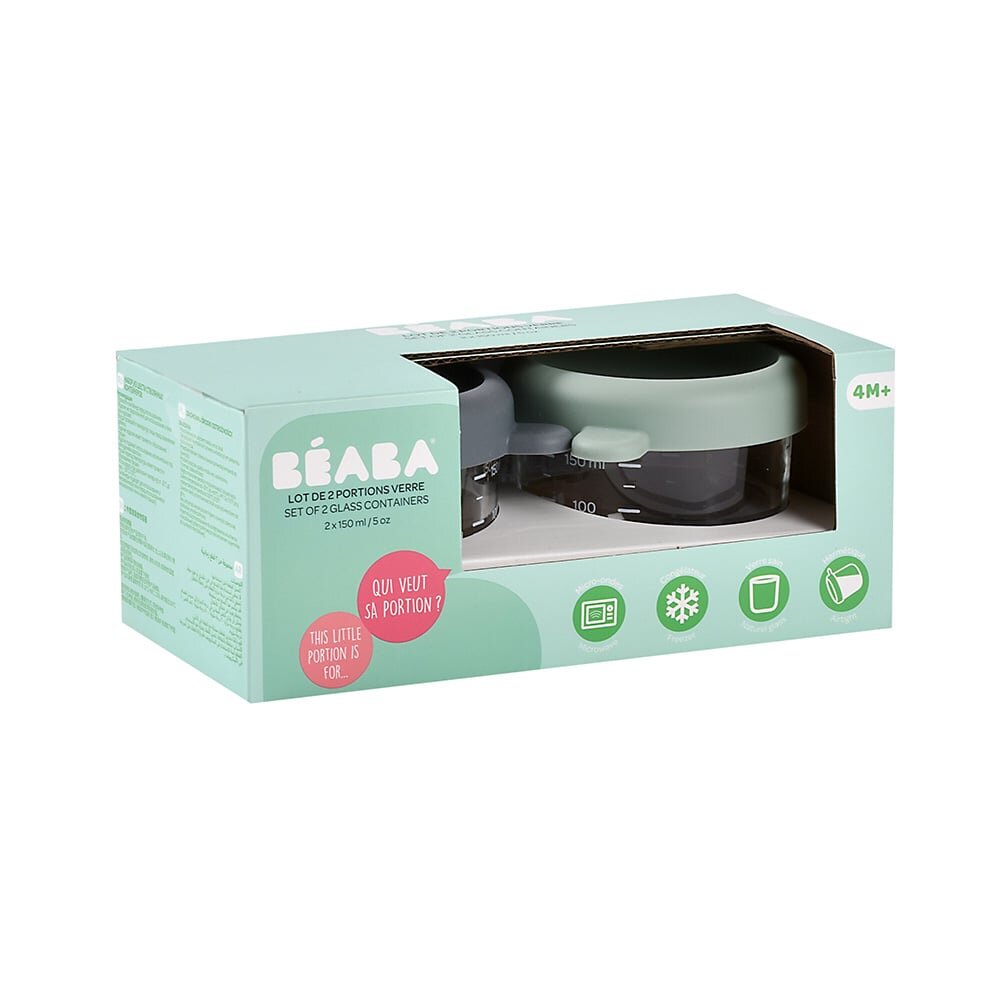 BEABA Set 2 recipiente ermetice sticla Mineral Sage Green 150 ml
