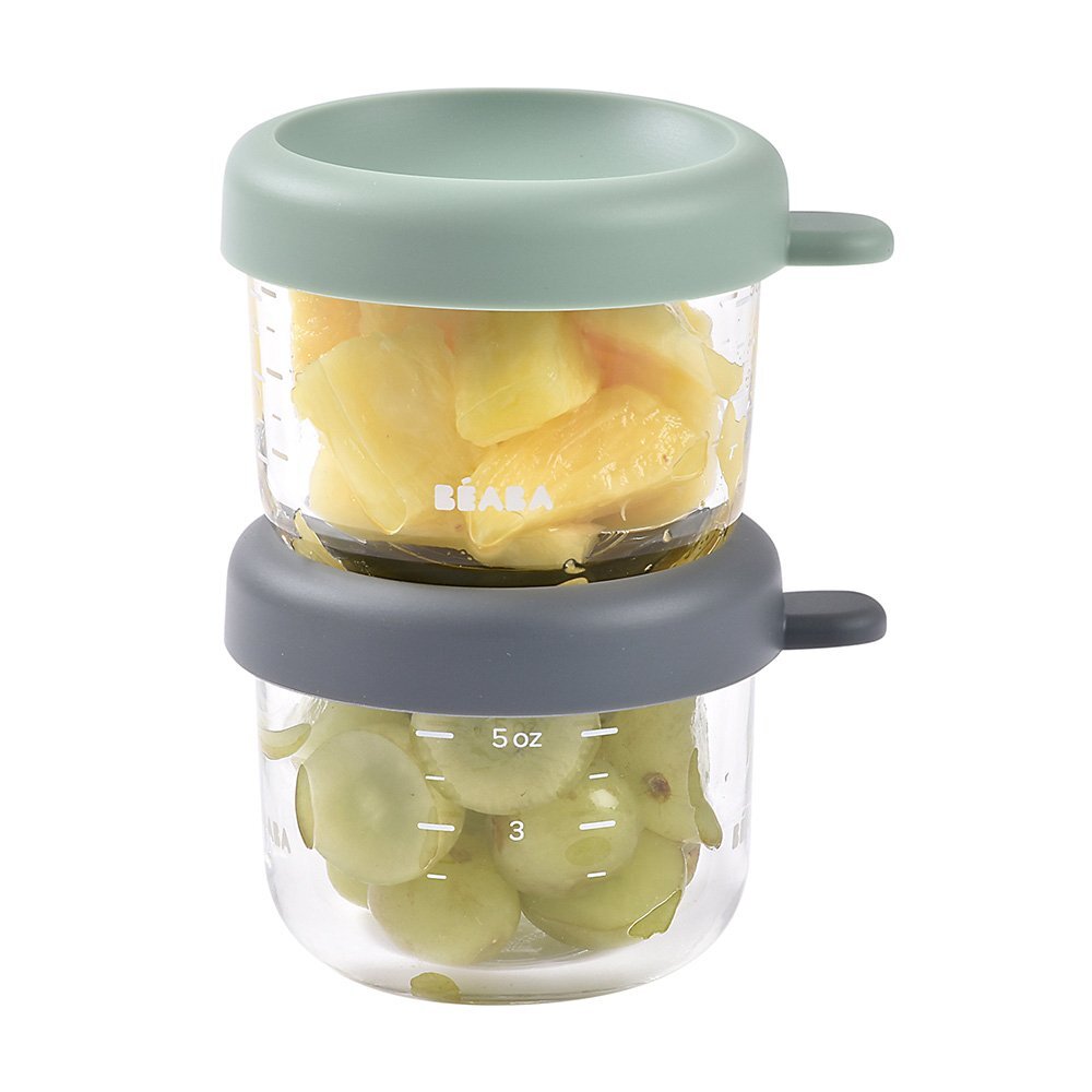 BEABA Set 2 recipiente ermetice sticla Mineral Sage Green 150 ml