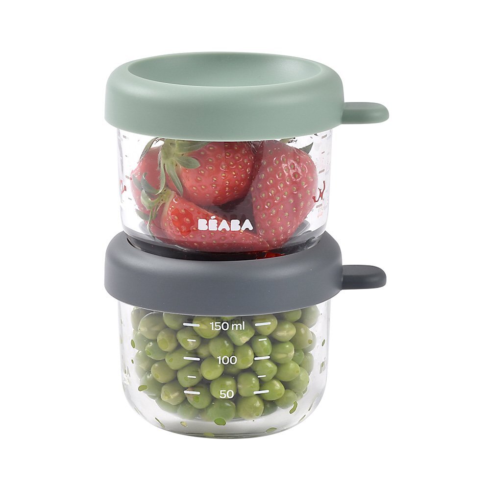 BEABA Set 2 recipiente ermetice sticla Mineral Sage Green 150 ml