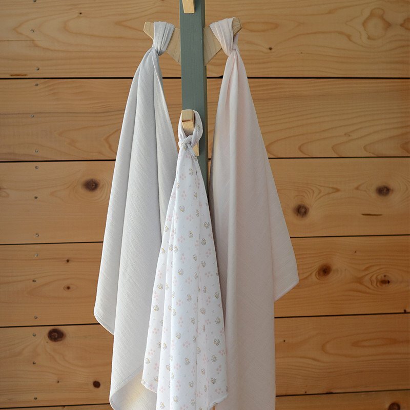 BEABA Set 3 museline bumbac organic 70x70 cm swan pink