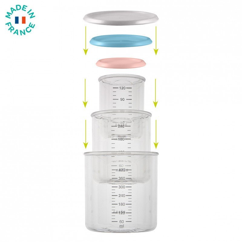 BEABA Set 3 recipiente ermetice din Tritan 120240420ml gri