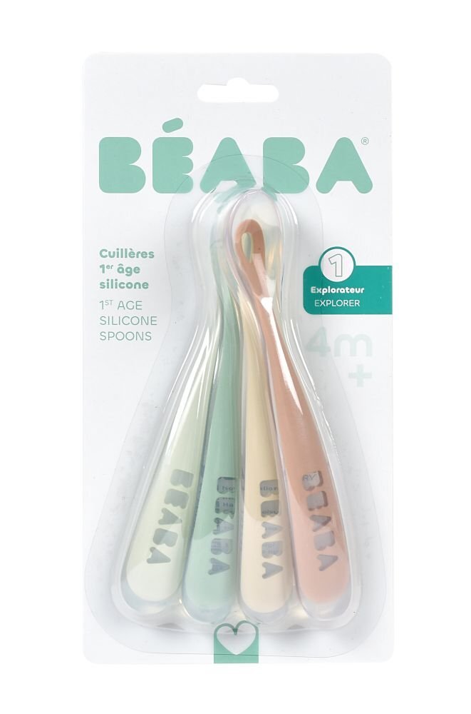 BEABA Set 4 lingurite silicon Natural +4 luni