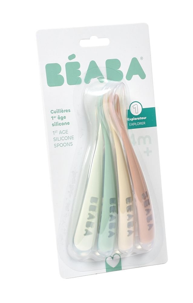 BEABA Set 4 lingurite silicon Natural +4 luni