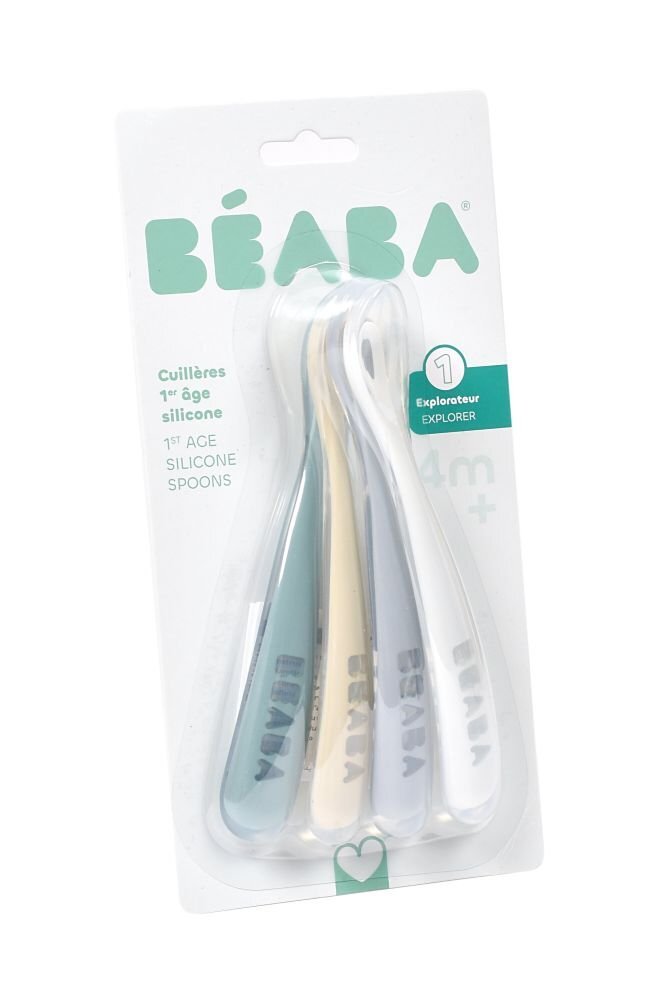 BEABA Set 4 lingurite silicon Pebble +4 luni