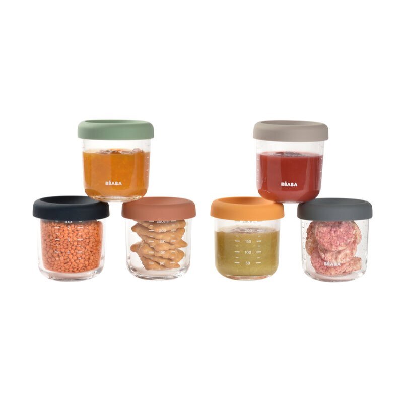 BEABA Set 6 recipiente sticla 250 ml Sunrise Colormix