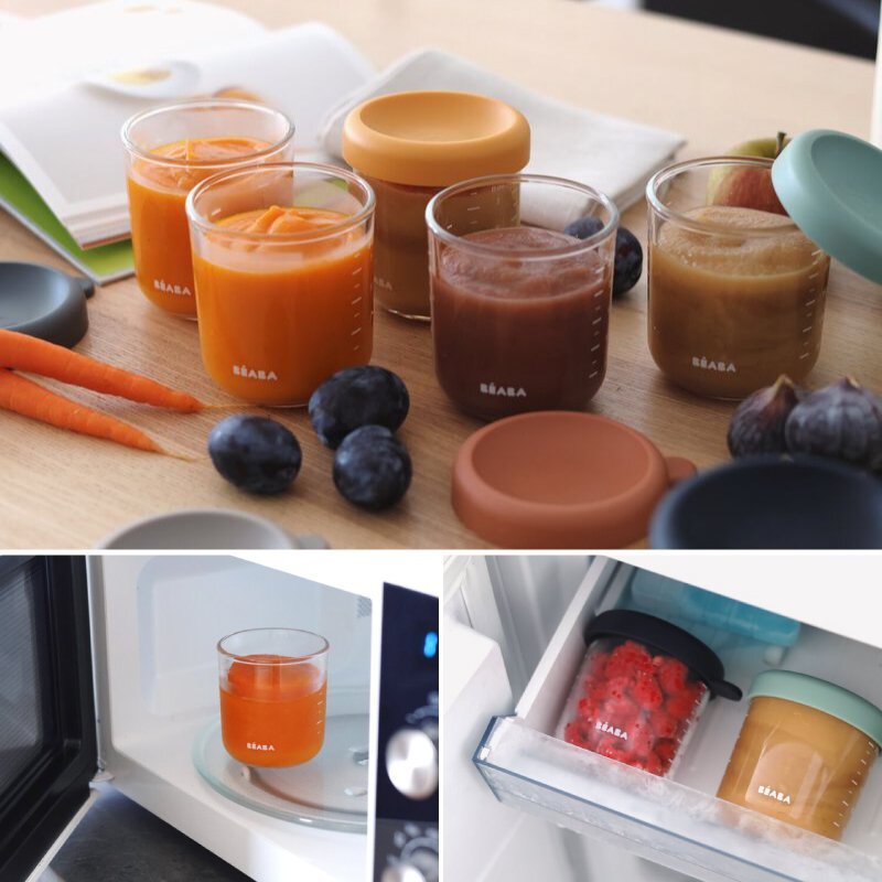 BEABA Set 6 recipiente sticla 250 ml Sunrise Colormix