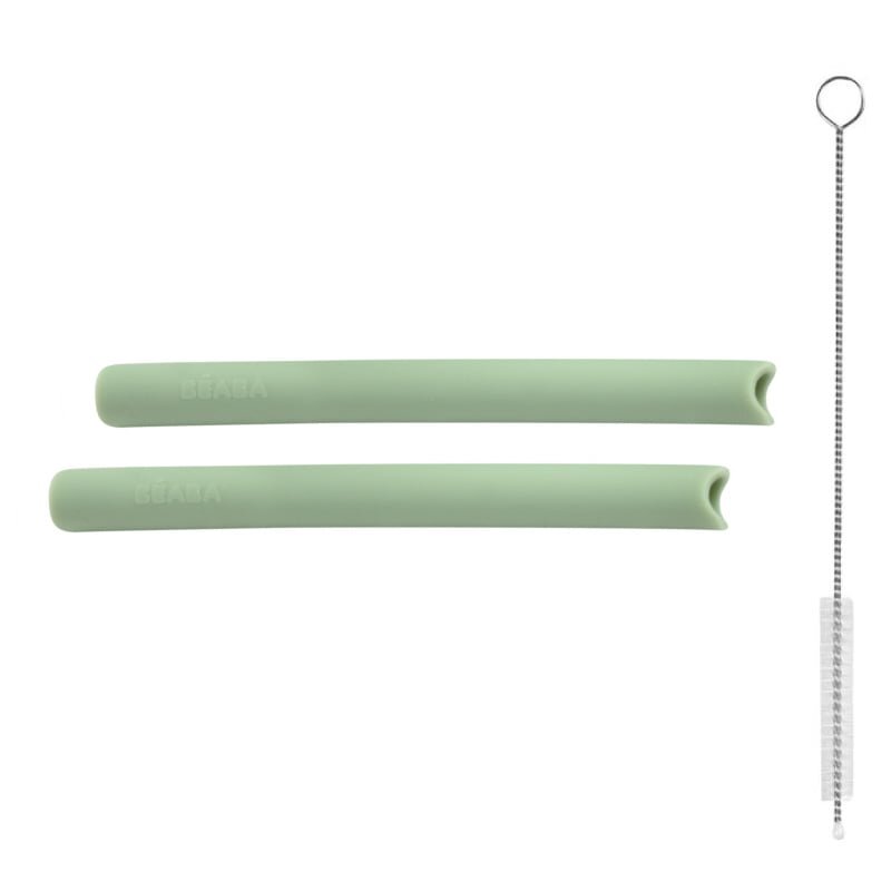 BEABA Set accesorii pentru cana de antrenament cu pai din silicon Sage Green