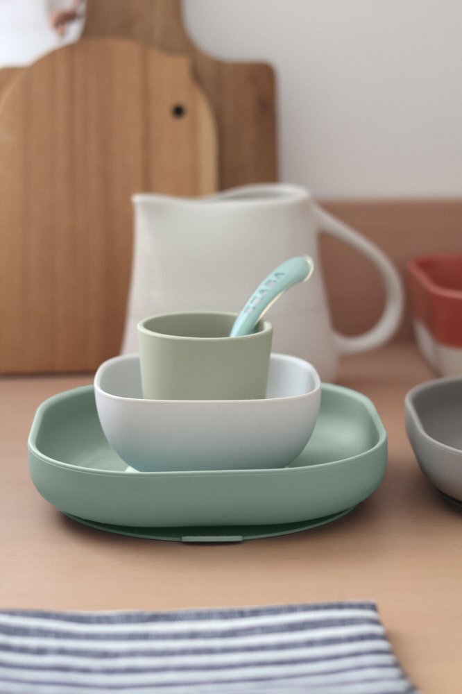 BEABA Set de masa din silicon 4 piese Sage Green