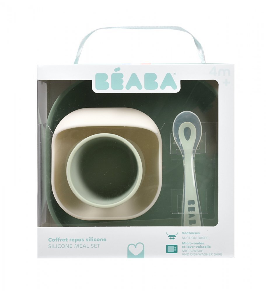 BEABA Set de masa din silicon 4 piese Sage green misty green