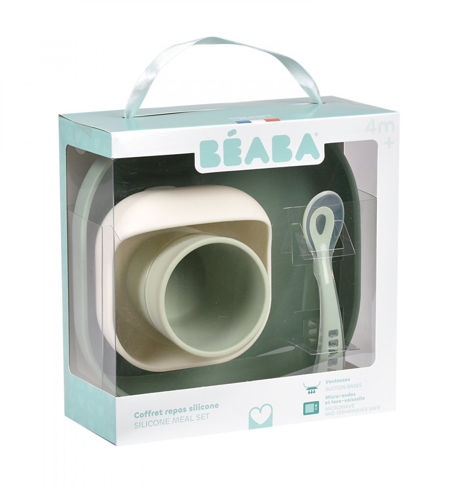BEABA Set de masa din silicon 4 piese Sage green misty green