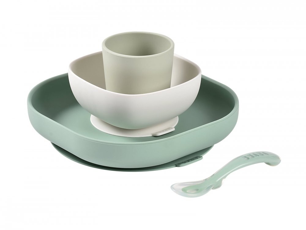 BEABA Set de masa din silicon 4 piese Sage green misty green