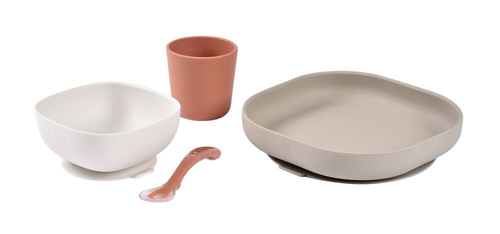 BEABA Set de masa din silicon 4 piese Terracotta