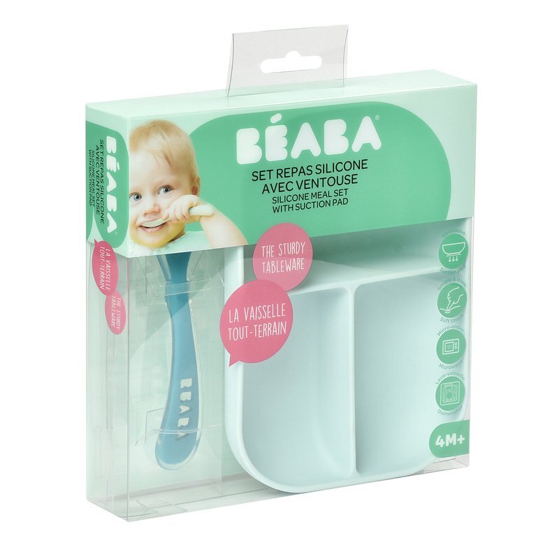 BEABA Set de masa silicon 2 piese bleu