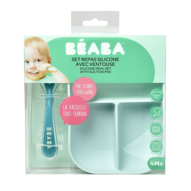 BEABA Set de masa silicon 2 piese bleu