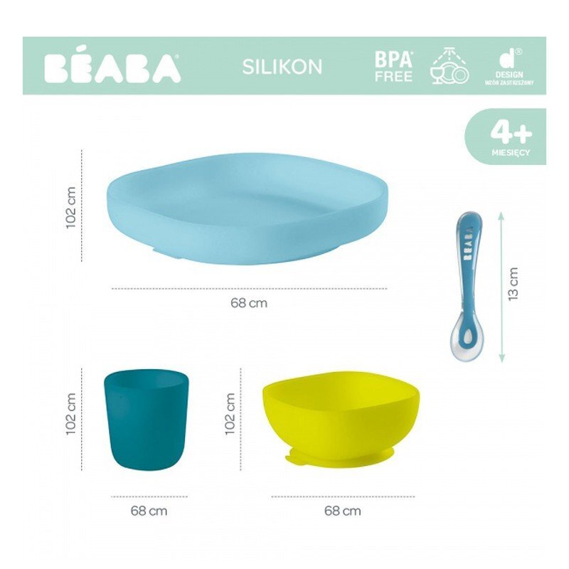 BEABA Set de masa silicon 4 piese bleu