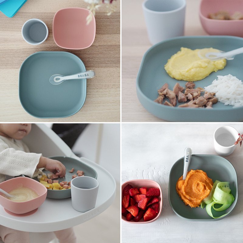 BEABA Set de masa silicon 4 piese Eucalyptus